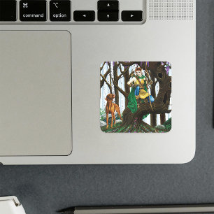 Vizsla Dog Elf Forest Vierkante Sticker