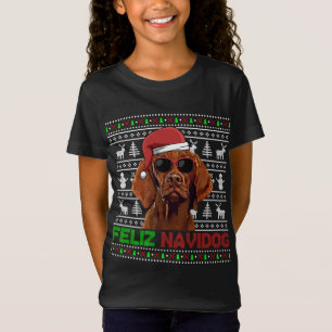 Vizsla Dog Feliz Navidog Funny Kerstmis T-shirt