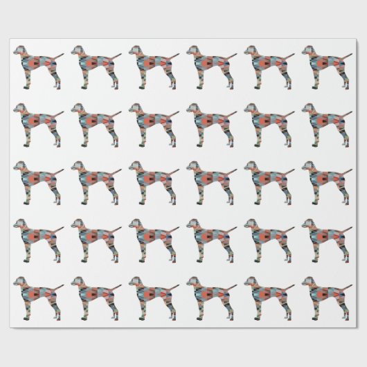 Vizsla Dog Geometric Pattern Silhouette Pset Cadeaupapier (Vlak)