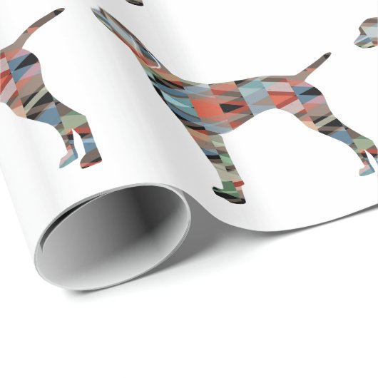 Vizsla Dog Geometric Pattern Silhouette Pset Cadeaupapier (Rol Hoek)