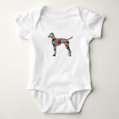 Vizsla Dog Geometric Pattern Silhouette Pset Romper (Voorkant)
