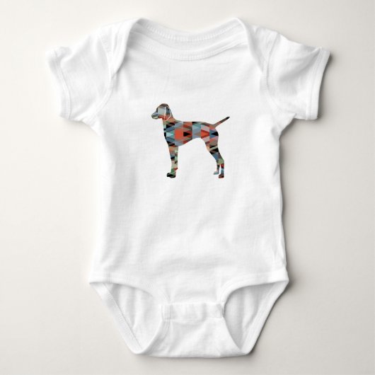 Vizsla Dog Geometric Pattern Silhouette Pset Romper (Voorkant)