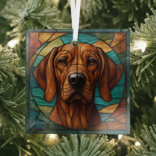 Vizsla Dog "Glas in lood" Glas Ornament (Insitu)