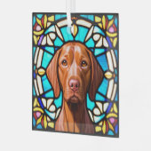Vizsla Dog "Glas in lood" Glas Ornament (Voorkant links)