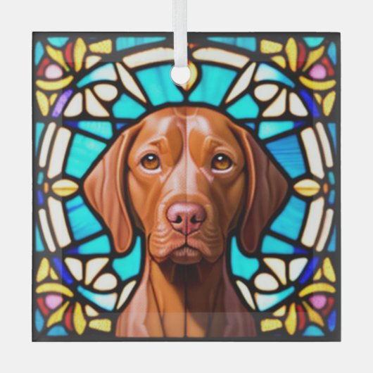 Vizsla Dog "Glas in lood" Glas Ornament (Voorkant)