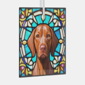 Vizsla Dog "Glas in lood" Glas Ornament (Voorkant Rechts)