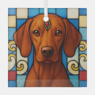 Vizsla Dog "Glas in lood" Glas Ornament