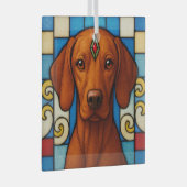 Vizsla Dog "Glas in lood" Glas Ornament (Voorkant Rechts)