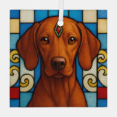 Vizsla Dog "Glas in lood" Glas Ornament (Achterkant)