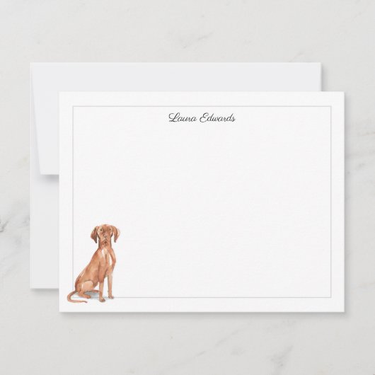 Vizsla Dog Gray Border Personalized Notitiekaartje (Voorkant)