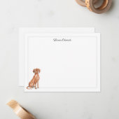 Vizsla Dog Gray Border Personalized Notitiekaartje (Voorkant / Achterkant in situ)