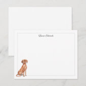 Vizsla Dog Gray Border Personalized Notitiekaartje (Voorkant / Achterkant)