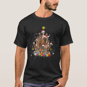 Vizsla Dog kerstboom Santa Hat Lights decor X T-shirt