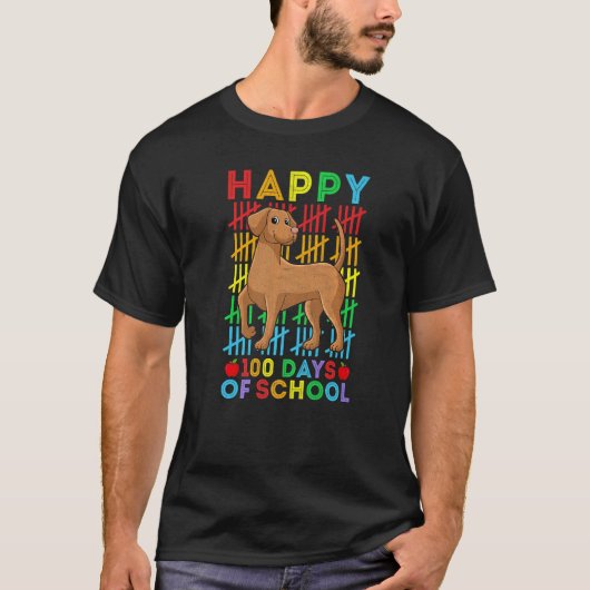 Vizsla Dog Lovers Teacher Student Happy 100 Days o T-shirt (Voorkant)