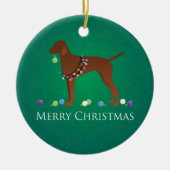 Vizsla Dog Merry-kerstontwerp Keramisch Ornament (Voorkant)
