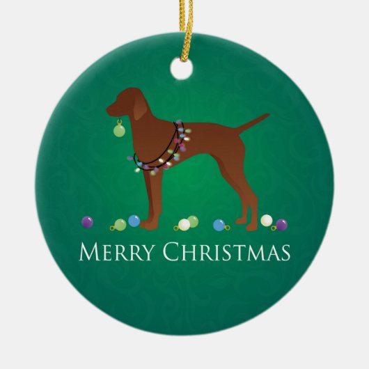 Vizsla Dog Merry-kerstontwerp Keramisch Ornament (Voorkant)
