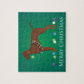 Vizsla Dog Merry-kerstontwerp Legpuzzel (Verticaal)