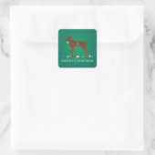 Vizsla Dog Merry-kerstontwerp Vierkante Sticker (Tas)