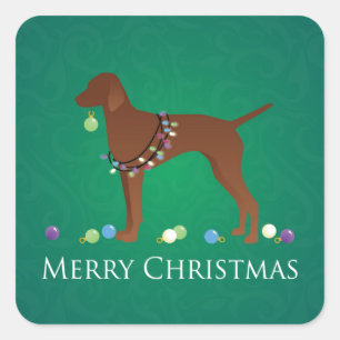 Vizsla Dog Merry-kerstontwerp Vierkante Sticker