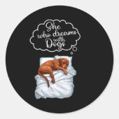 Vizsla Dog Nightgown Pajama  Ronde Sticker (Voorkant)
