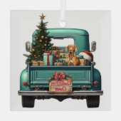 Vizsla Dog Retro Truck Kerstmis Glas Ornament (Achterkant)