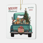 Vizsla Dog Retro Truck Kerstmis Keramisch Ornament (Links)