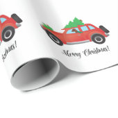 Vizsla Dog Rijden met een kerstauto Cadeaupapier (Rol Hoek)