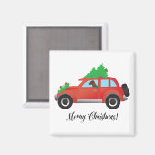 Vizsla Dog Rijden met een kerstauto Magneet (Voorkant / Achterkant)