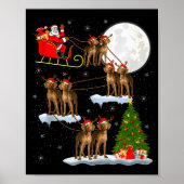 Vizsla Dog Santa Sleigh Flying Funny Magical Chris Poster (Voorkant)