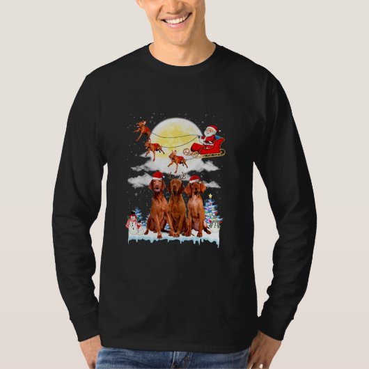 Vizsla Dog Santa Sleigh Kerstmis Lover  T-shirt (Voorkant)