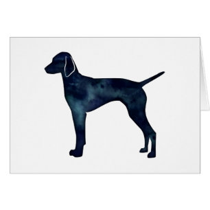 Vizsla Dog Silhouette Black Waterverf Card