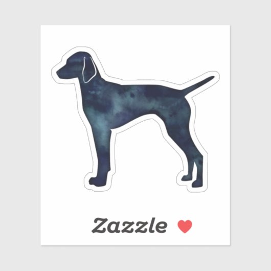 Vizsla Dog Silhouette Black Waterverf Sticker (Vel)