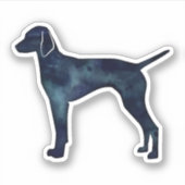 Vizsla Dog Silhouette Black Waterverf Sticker (Voorkant)