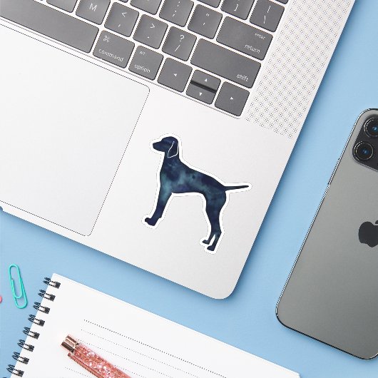 Vizsla Dog Silhouette Black Waterverf Sticker (Laptop met iPhone)