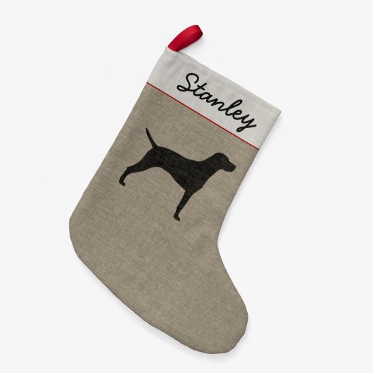 Vizsla Dog Silhouette Personalized Holiday Xmas Kleine Kerstsok (Voorkant (Hangend))