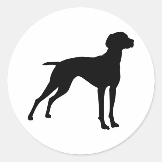Vizsla Dog Silhouette (zwart) Ronde Sticker (Voorkant)