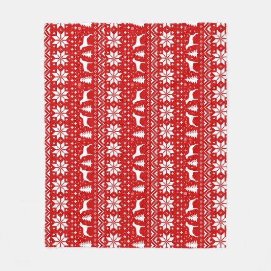 Vizsla Dog Silhouettes Kerstvakantie Patroon Fleece Deken (Voorkant)