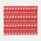 Vizsla Dog Silhouettes Kerstvakantie Patroon Fleece Deken (Voorkant (Horizontaal))