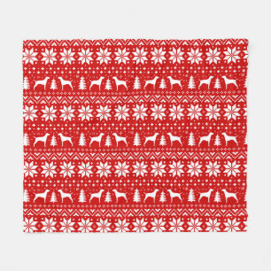 Vizsla Dog Silhouettes Kerstvakantie Patroon Fleece Deken