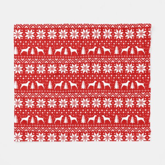 Vizsla Dog Silhouettes Kerstvakantie Patroon Fleece Deken (Voorkant (Horizontaal))