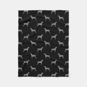 Vizsla Dog Silhouettes Pattern Grey and Black Fleece Deken
