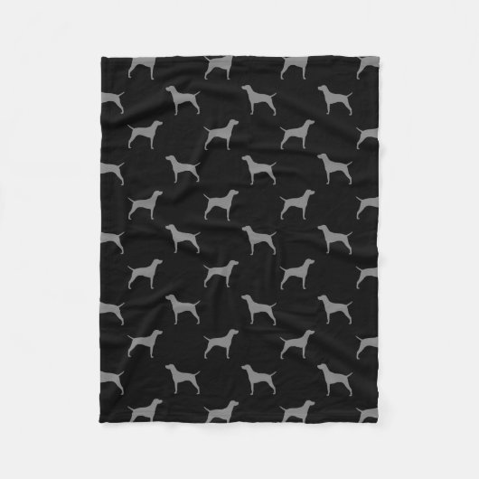Vizsla Dog Silhouettes Pattern Grey and Black Fleece Deken (Voorkant)