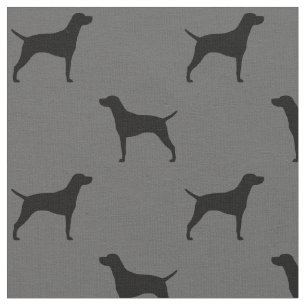 Vizsla Dog Silhouettes Pattern Grey and Black Stof