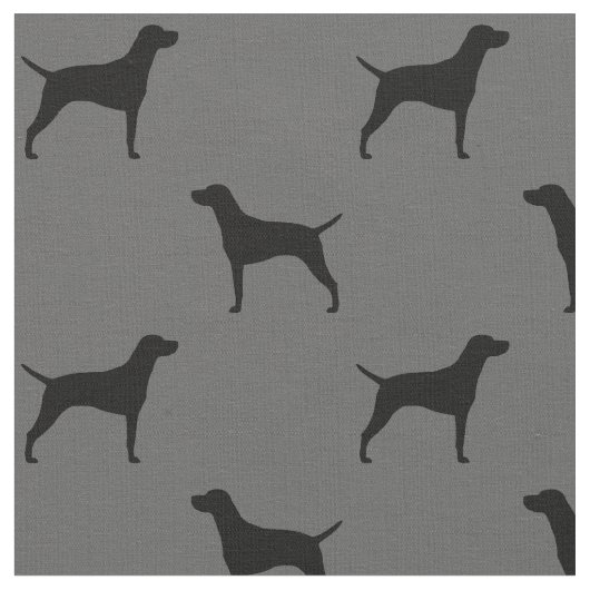 Vizsla Dog Silhouettes Pattern Grey and Black Stof (Close Up)
