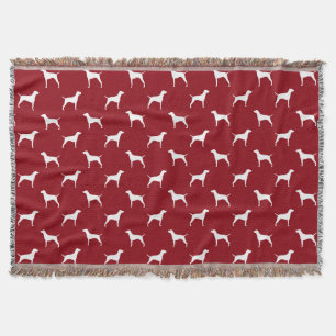 Vizsla Dog Silhouettes Pattern Red en White Deken