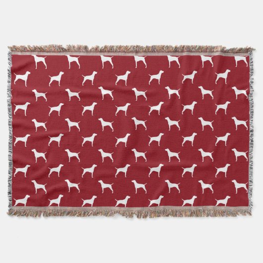 Vizsla Dog Silhouettes Pattern Red en White Deken (Voorkant)