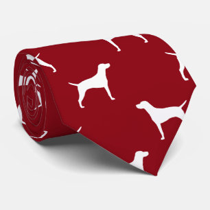 Vizsla Dog Silhouettes Pattern Red en White Stropdas