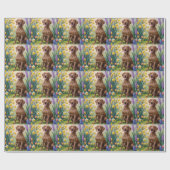 Vizsla Dog Spring Flowers Schilderij Cadeaupapier (Vlak)