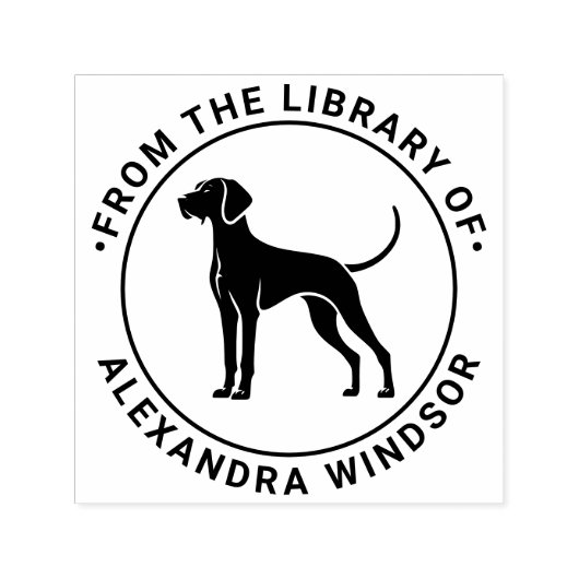 Vizsla Dog Standing Silh Library Boeknaam Zelfinktende Stempel (Design)