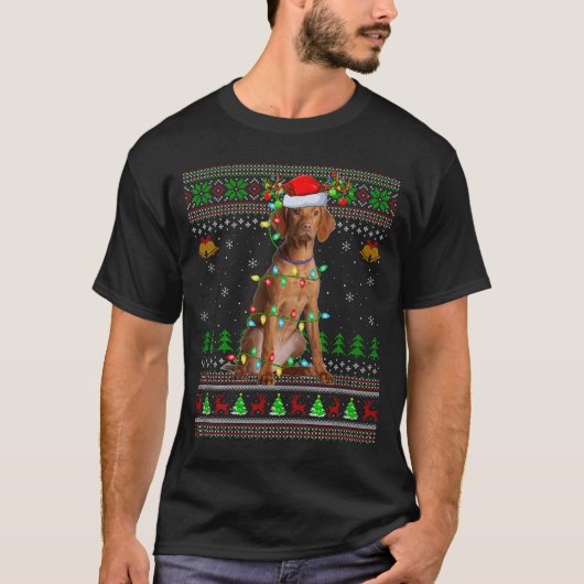 Vizsla Dog Ugly Christmas Sweaters Holiday Santa X (Voorkant)